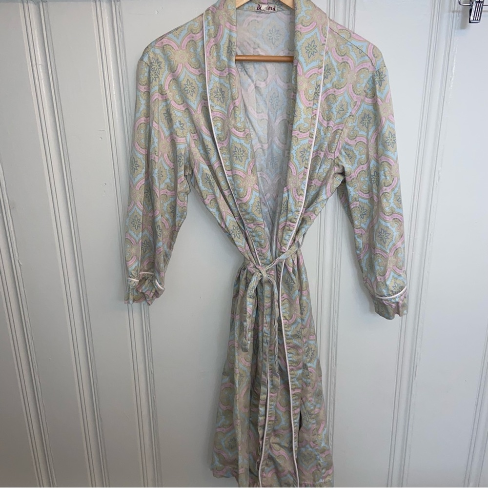 BedHead Pastel Classic Pastel pink/blue Print Robe Cotton women’s small